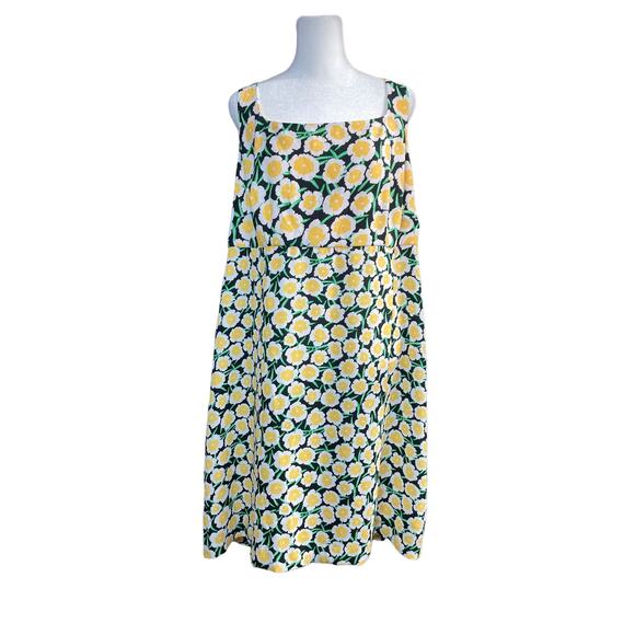 Diane Von Furstenberg Target Women's 90s Shift Yellow Poppy Mini Dress Size 17 - Picture 2 of 9